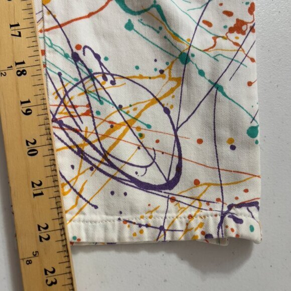 Vintage Esprit Sport 80s 90s Splatter Paint Pants High Waist Tapered Leg 7/8 - Picture 11 of 12
